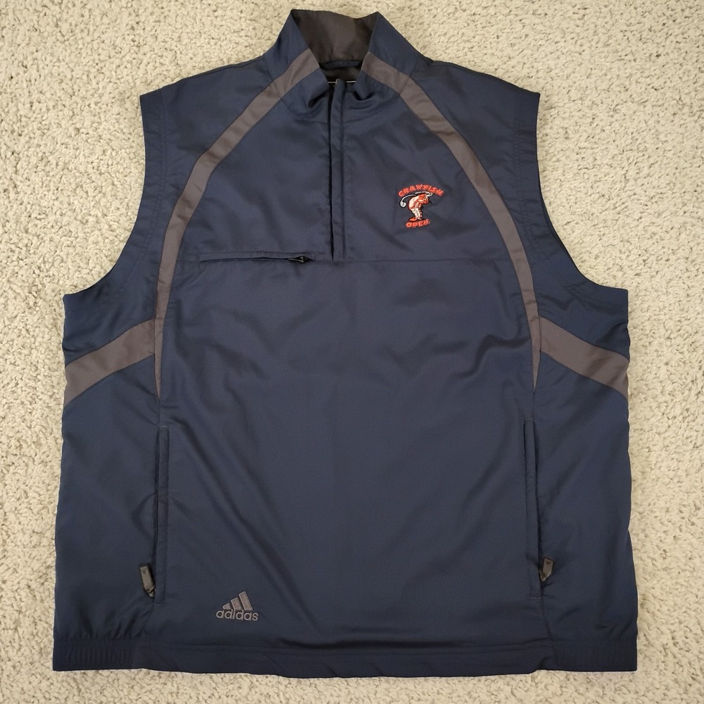 Adidas Vest Mens XL Blue ClimaProof Wind 1/4 Zip Lightweight Jacket Crawfish